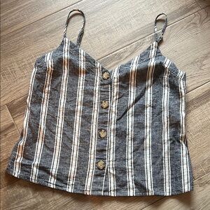 Striped Button-Down Camisole Top
